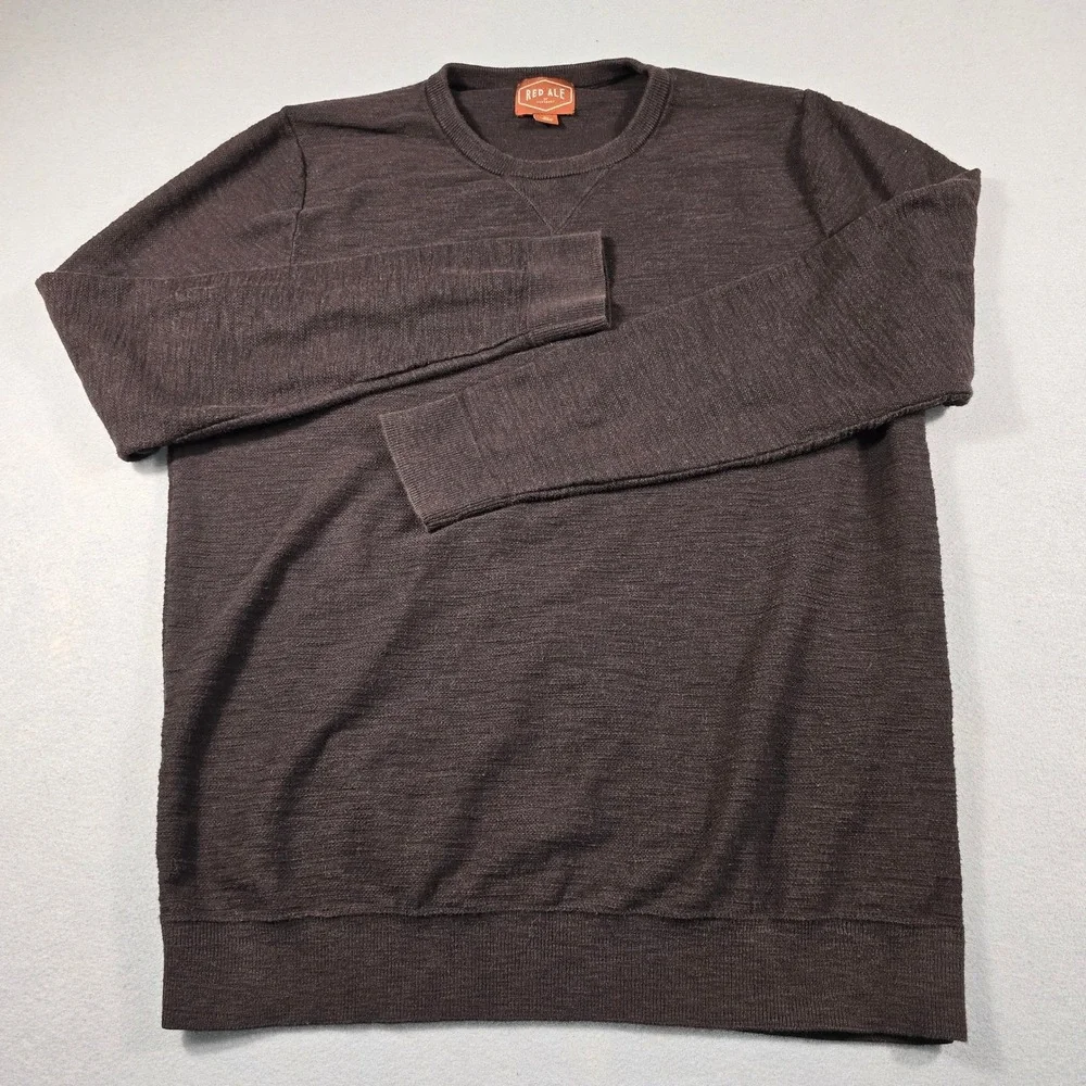 Red Ale Mens XL‎ Brown Sweater Pullover Crew Neck 100% Cotton Long Sleeve